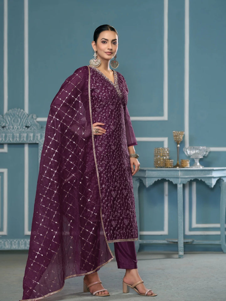 Stylish Handcrafted Embroidered Suit | Viscose Organza with Organza Dupatta
