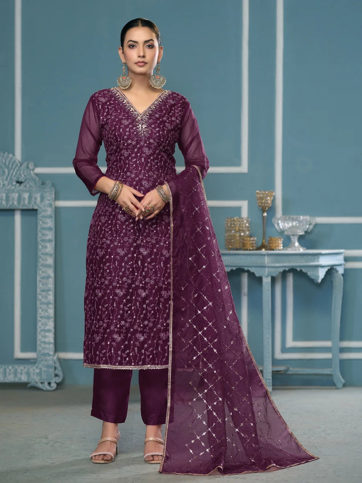 Stylish Handcrafted Embroidered Suit | Viscose Organza with Organza Dupatta