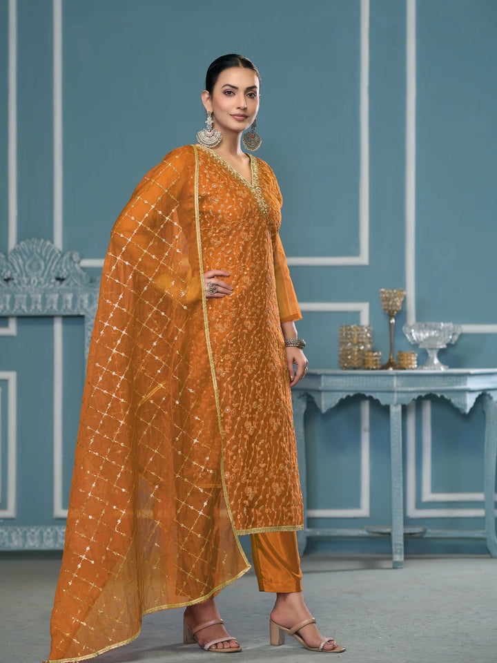 Stylish Handcrafted Embroidered Suit | Viscose Organza with Organza Dupatta