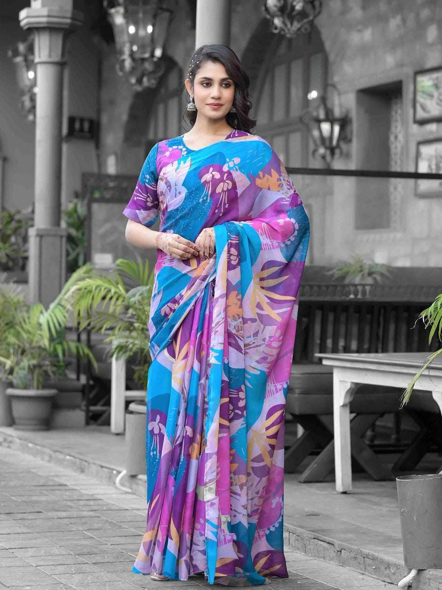 Elegant Multicolor Georgette Saree | Designer Digital Print