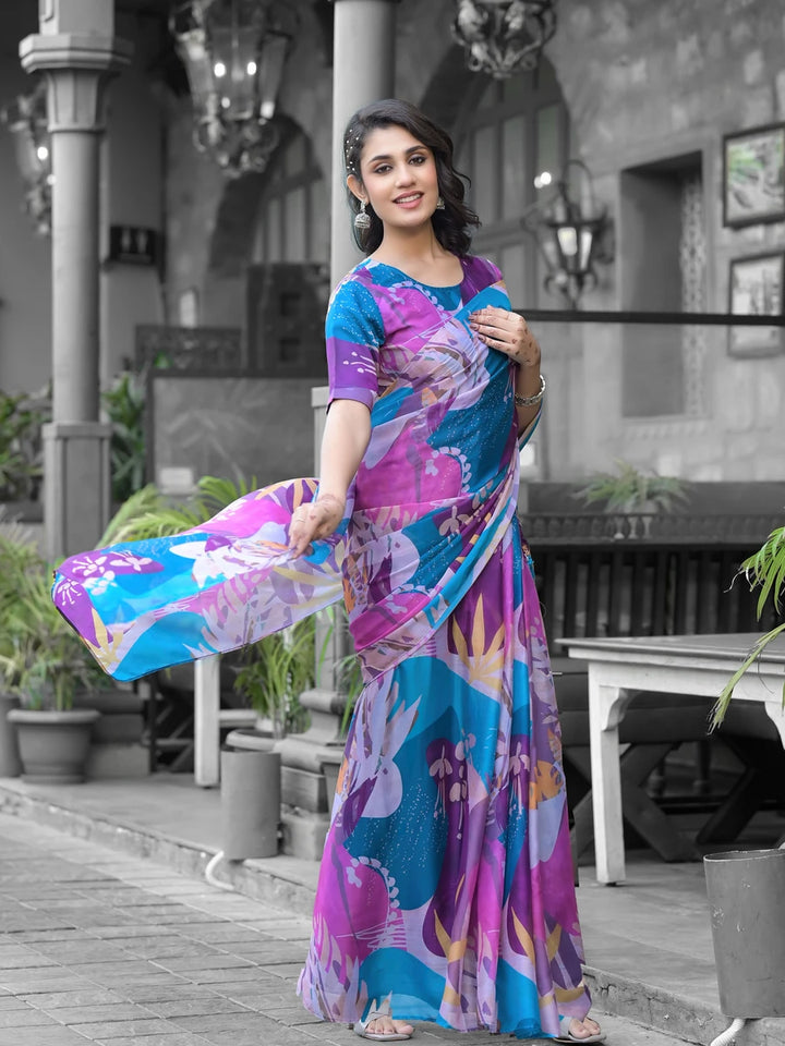 Elegant Multicolor Georgette Saree | Designer Digital Print