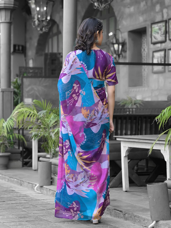 Elegant Multicolor Georgette Saree | Designer Digital Print