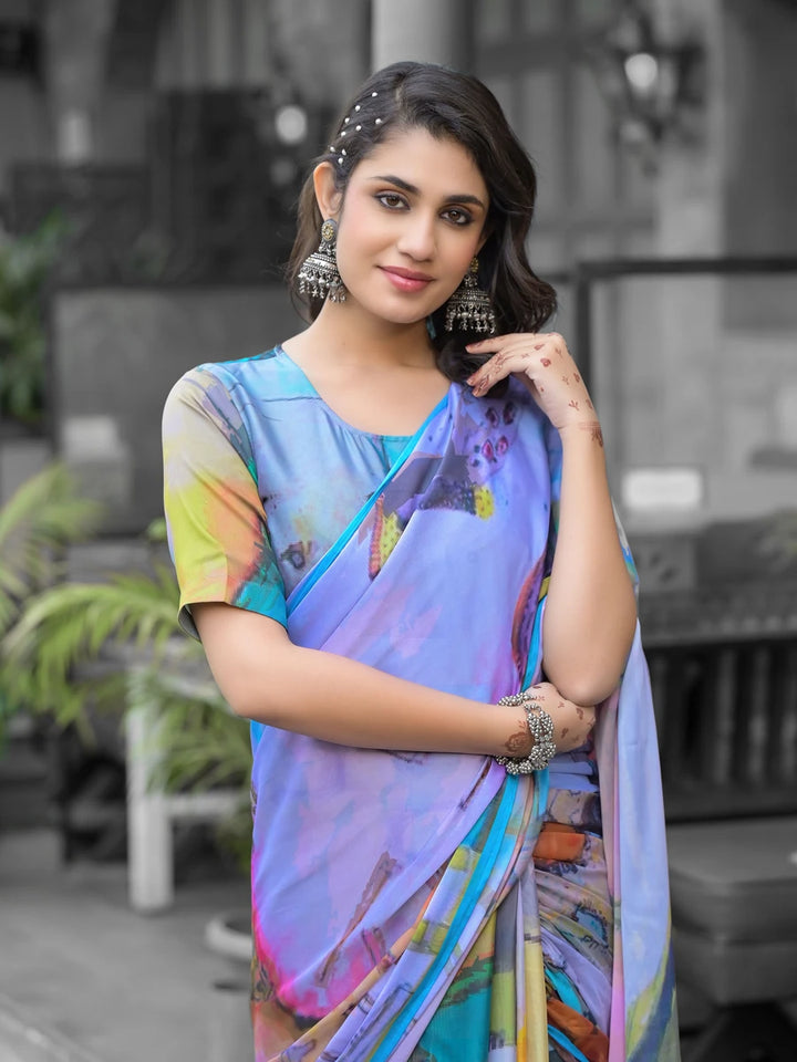 Vibrant Multicolor Saree | Designer Digital Printed Georgette