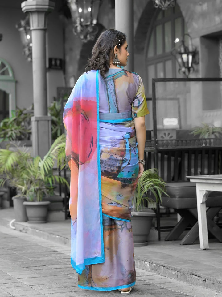 Vibrant Multicolor Saree | Designer Digital Printed Georgette