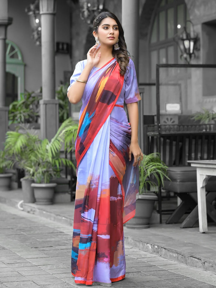 Modern Multicolor Saree | Designer Digital Printed Blouse