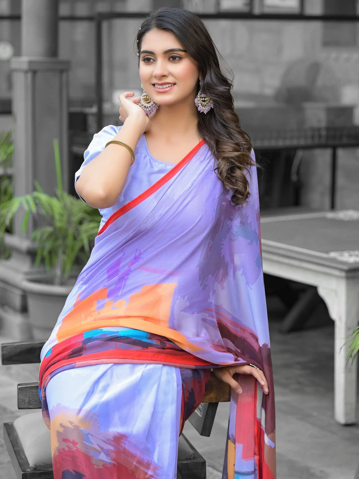 Modern Multicolor Saree | Designer Digital Printed Blouse