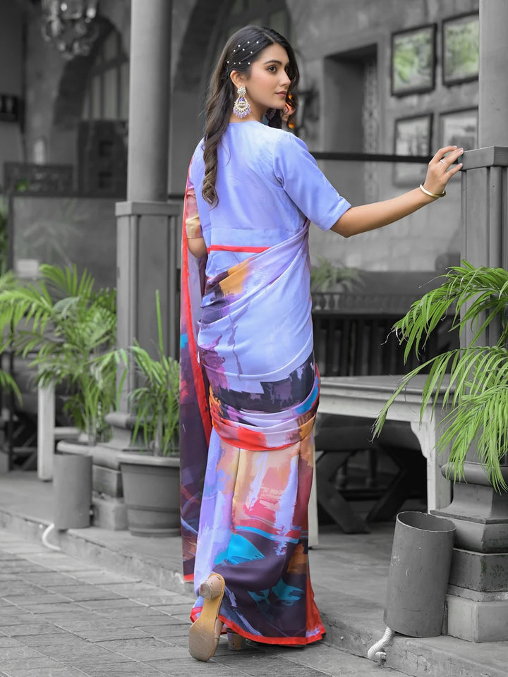 Modern Multicolor Saree | Designer Digital Printed Blouse