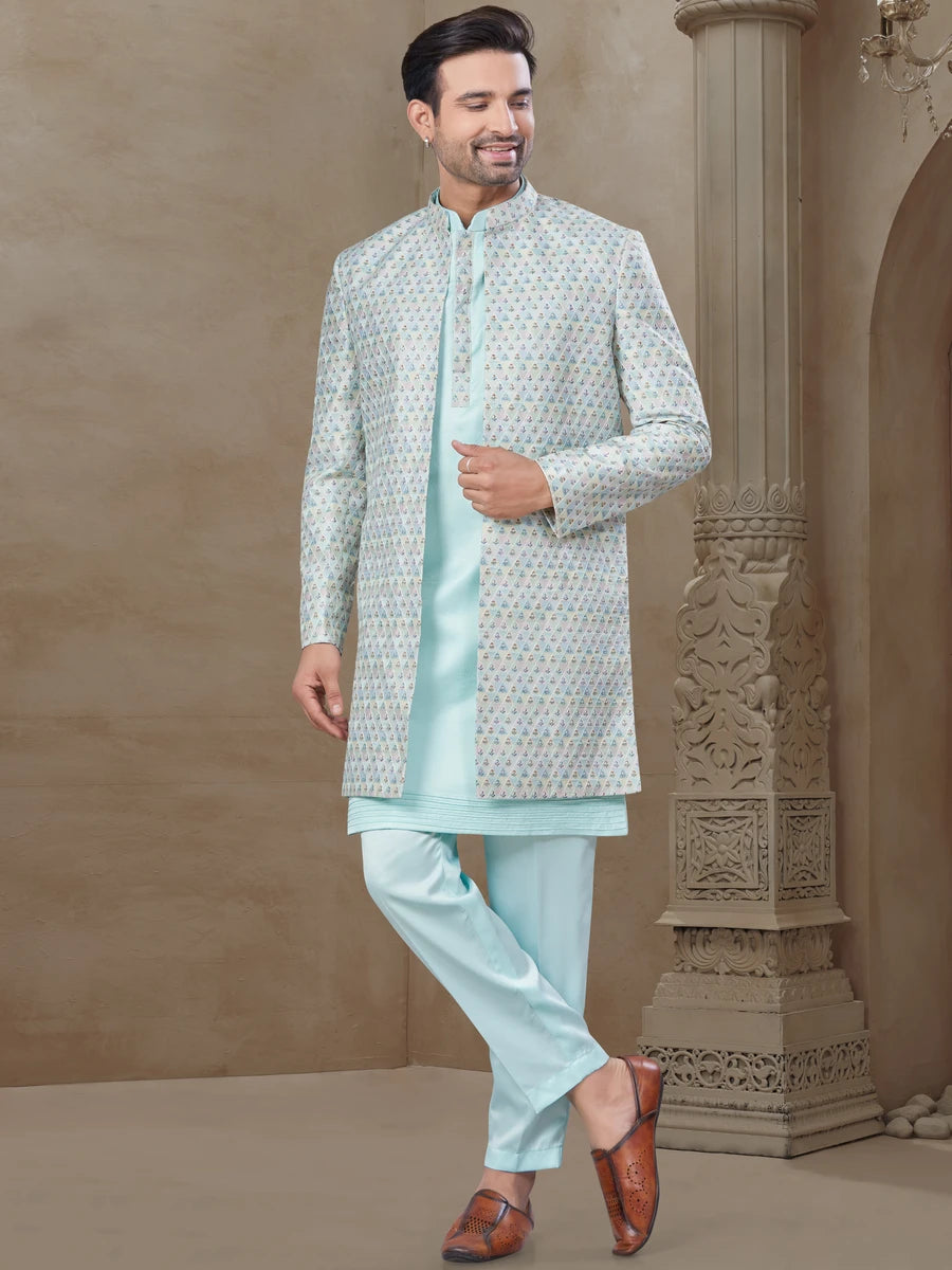 Elegant Indo Western Dress | Mysore Silk Jacket  Embroidery Work
