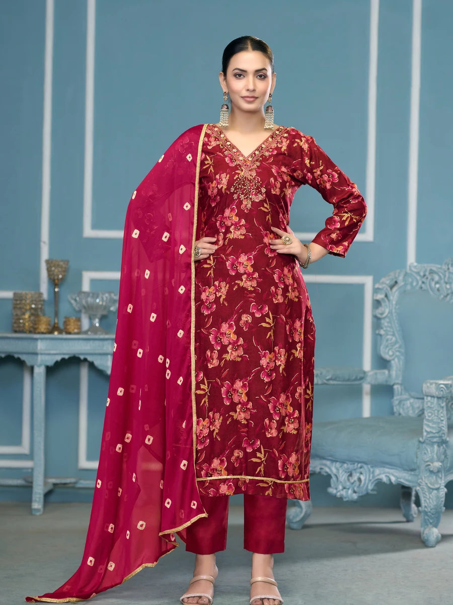 Elegant Cotton Salwar Kameez | Designer Printed & Hand Work Dupatta