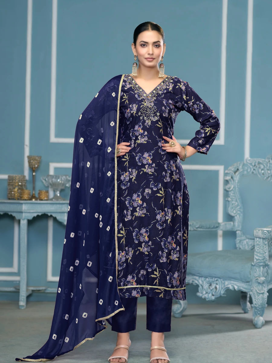 Elegant Cotton Salwar Kameez | Designer Printed & Hand Work Dupatta