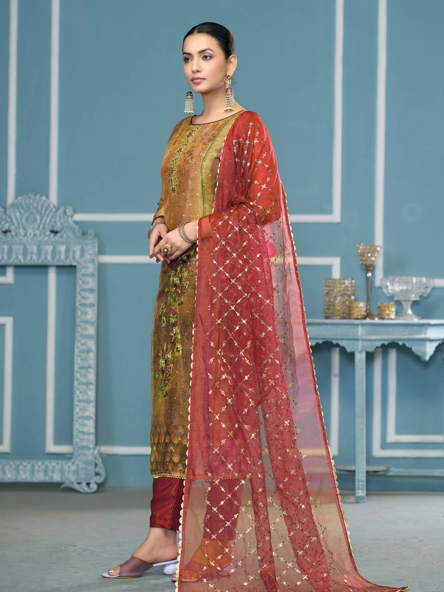 Festive Multicolor Salwar Suit | Printed & Hand Work  Elegant Style