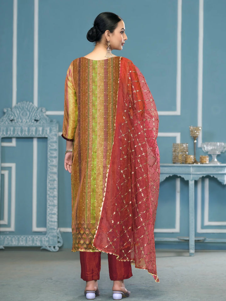 Festive Multicolor Salwar Suit | Printed & Hand Work  Elegant Style