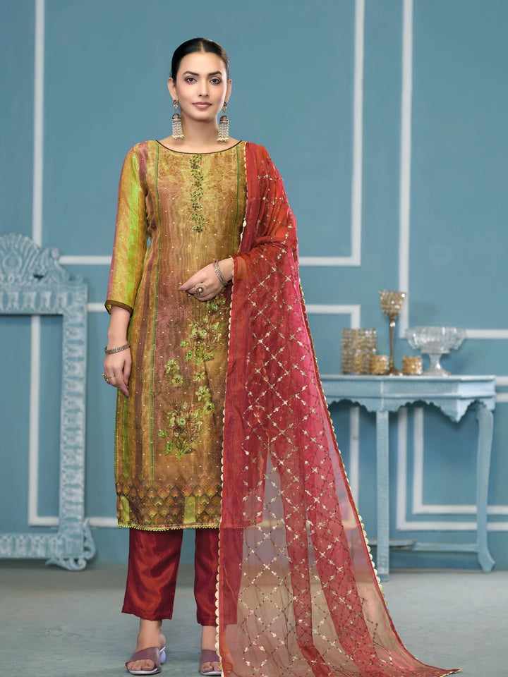 Festive Multicolor Salwar Suit | Printed & Hand Work  Elegant Style