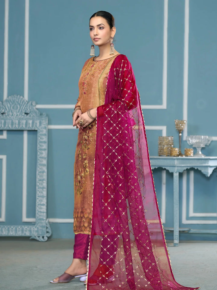 Exclusive Designer Salwar Suit | Hand Work on Shimmer Silk & Organza
