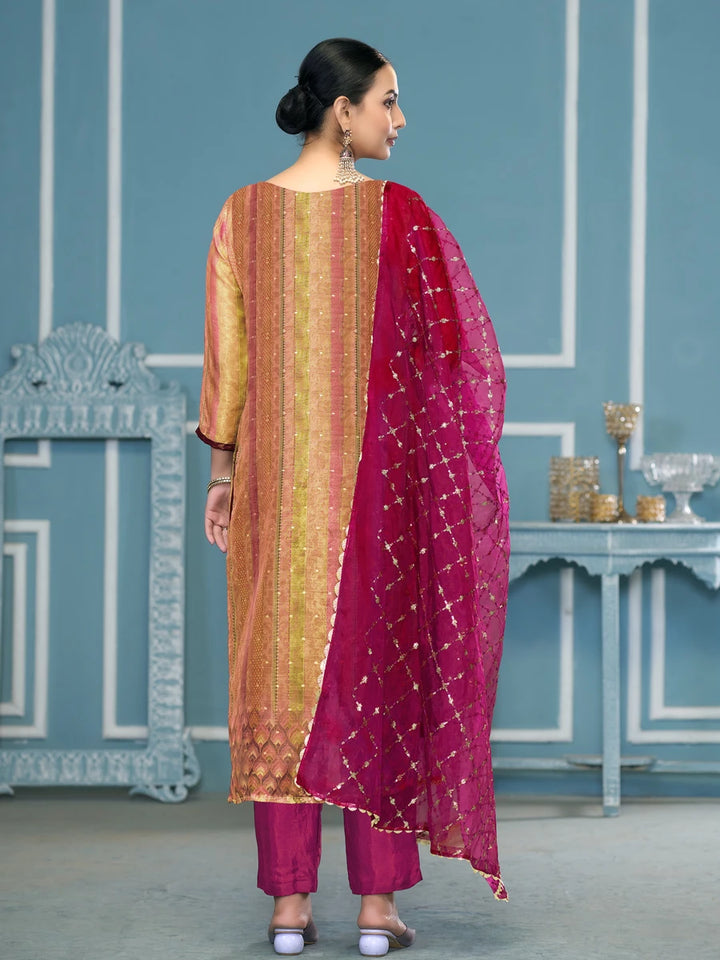 Exclusive Designer Salwar Suit | Hand Work on Shimmer Silk & Organza