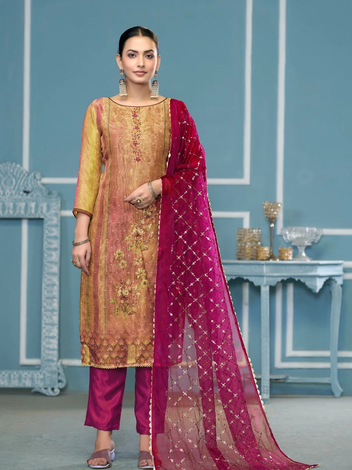 Exclusive Designer Salwar Suit | Hand Work on Shimmer Silk & Organza