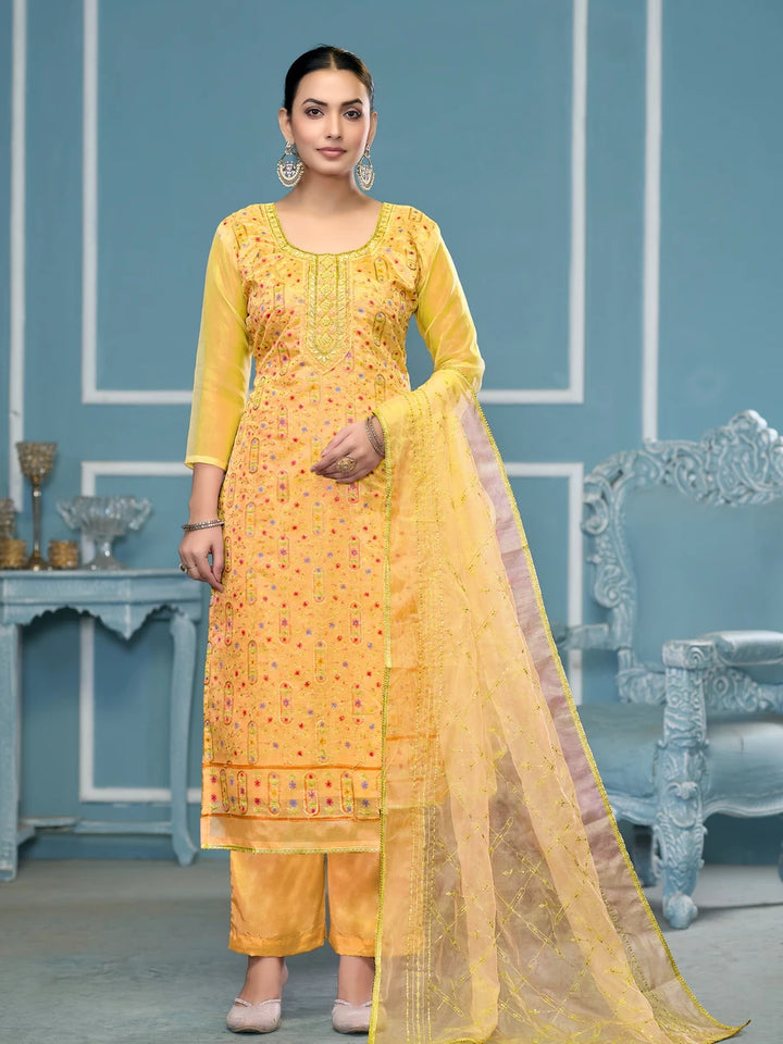 Designer Salwar Suit | Fine Organza Fabric with Dull Santoon Bottom