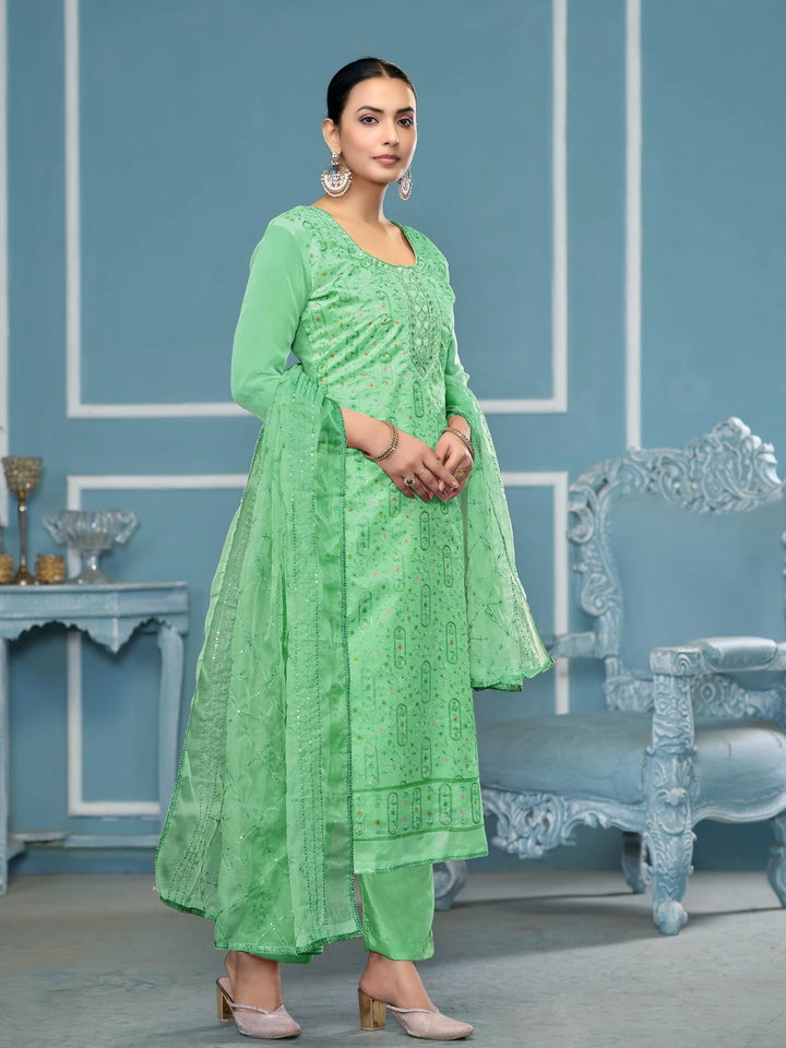 Designer Salwar Suit | Fine Organza Fabric with Dull Santoon Bottom