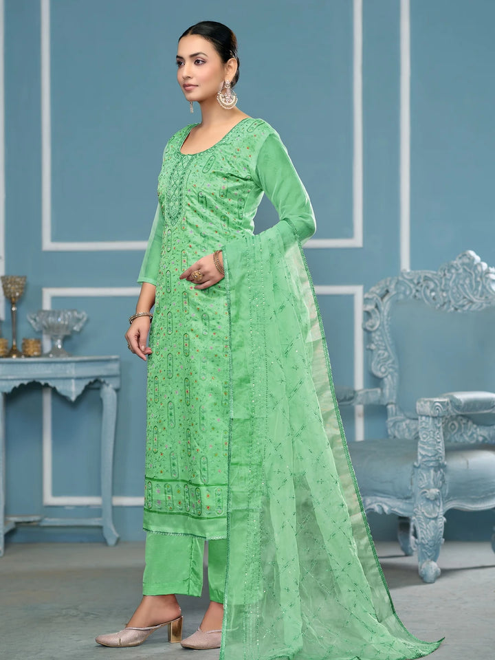 Designer Salwar Suit | Fine Organza Fabric with Dull Santoon Bottom