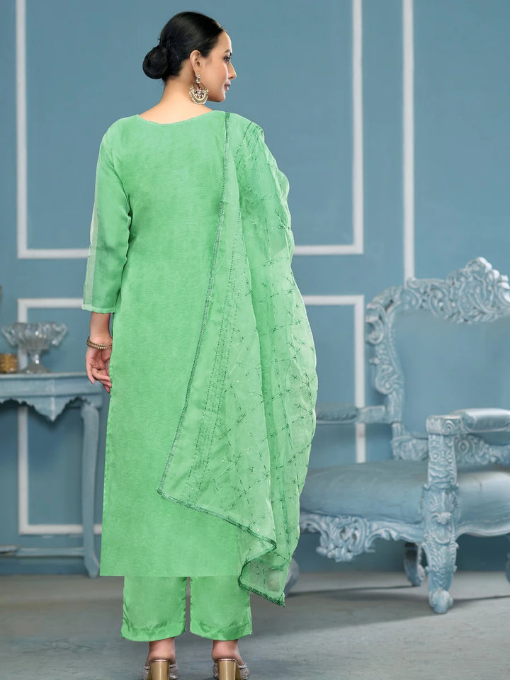 Designer Salwar Suit | Fine Organza Fabric with Dull Santoon Bottom