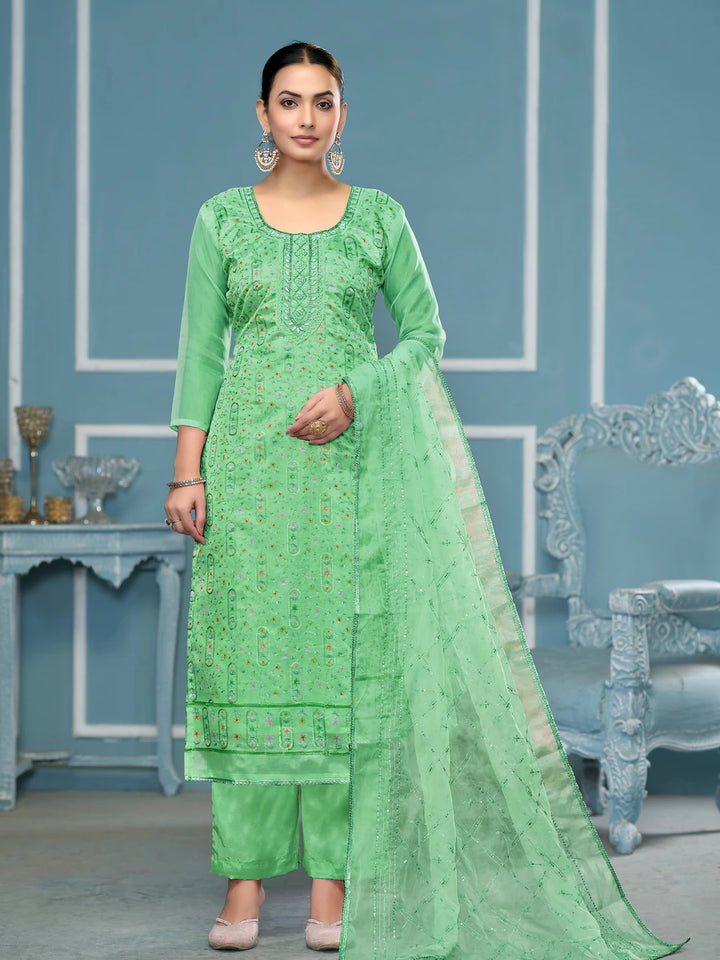Designer Salwar Suit | Fine Organza Fabric with Dull Santoon Bottom