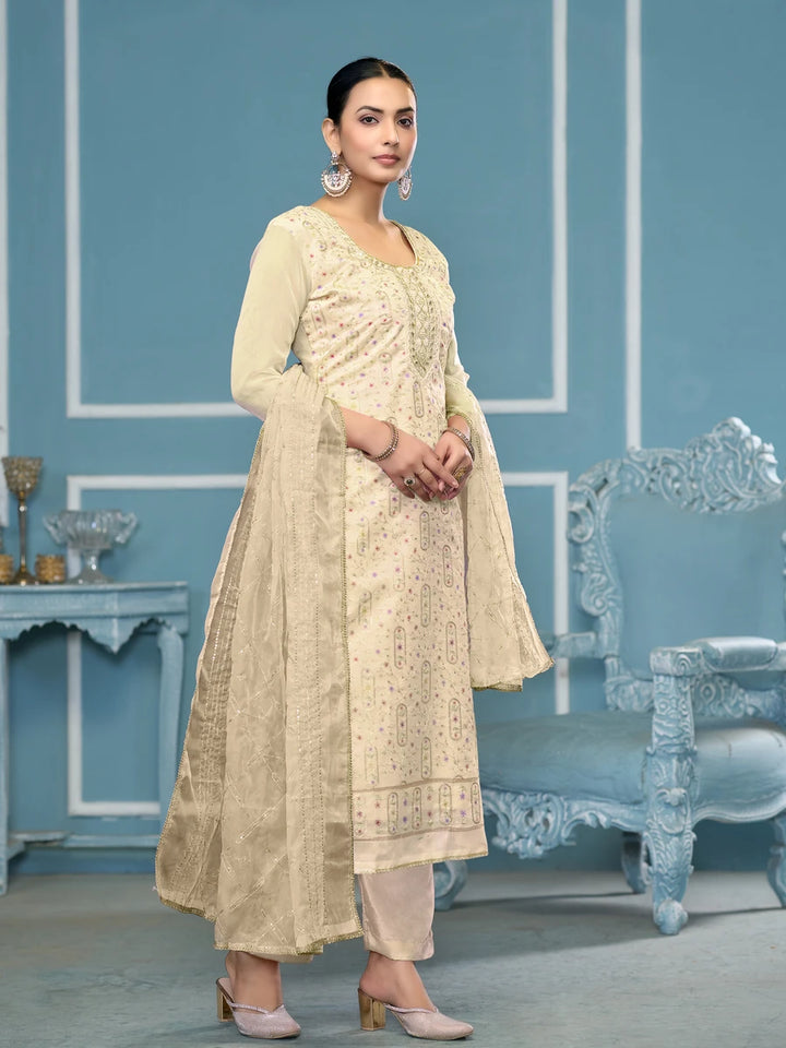 Designer Salwar Suit | Fine Organza Fabric with Dull Santoon Bottom
