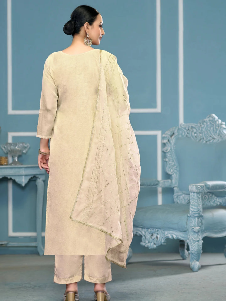 Designer Salwar Suit | Fine Organza Fabric with Dull Santoon Bottom
