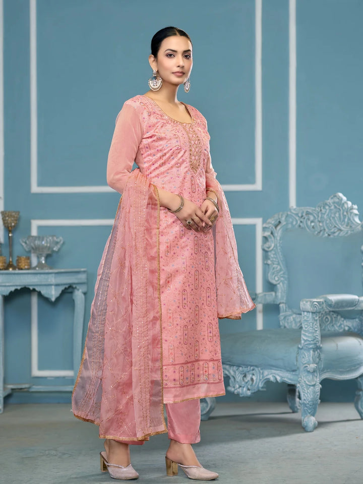Designer Salwar Suit | Fine Organza Fabric with Dull Santoon Bottom