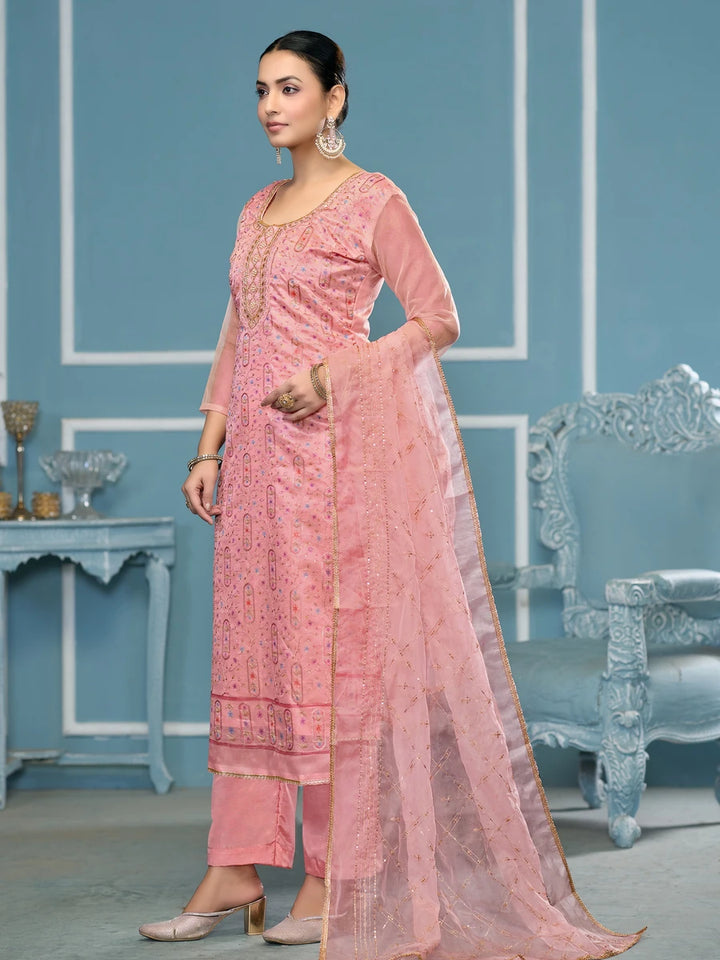 Designer Salwar Suit | Fine Organza Fabric with Dull Santoon Bottom