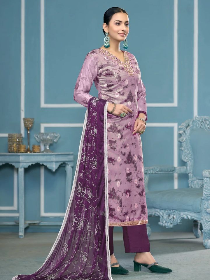 Banarasi Salwar Suit | Organza Dupatta & Dull Santoon Bottom Festive Wear