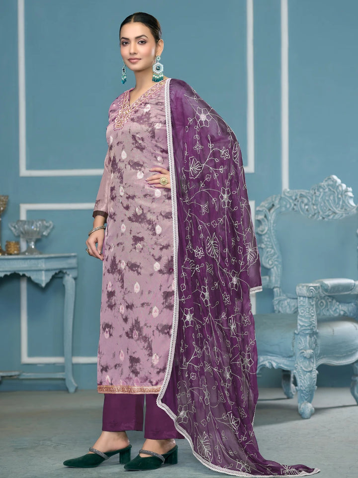Banarasi Salwar Suit | Organza Dupatta & Dull Santoon Bottom Festive Wear