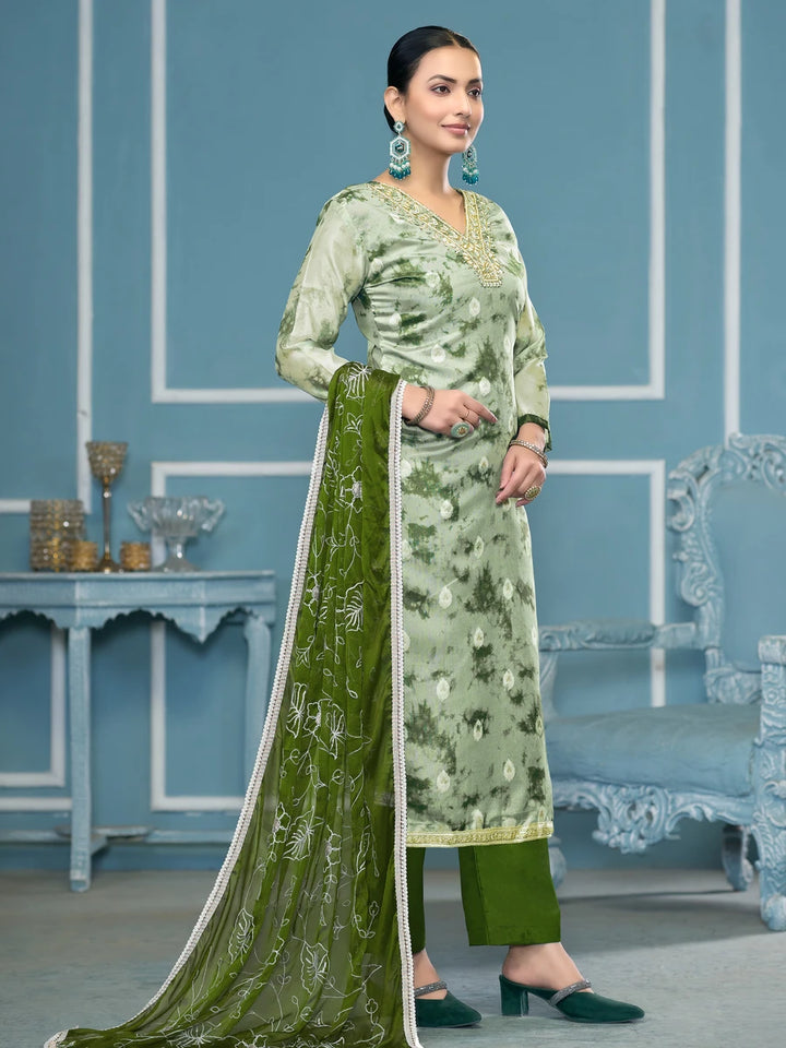 Banarasi Salwar Suit | Organza Dupatta & Dull Santoon Bottom Festive Wear