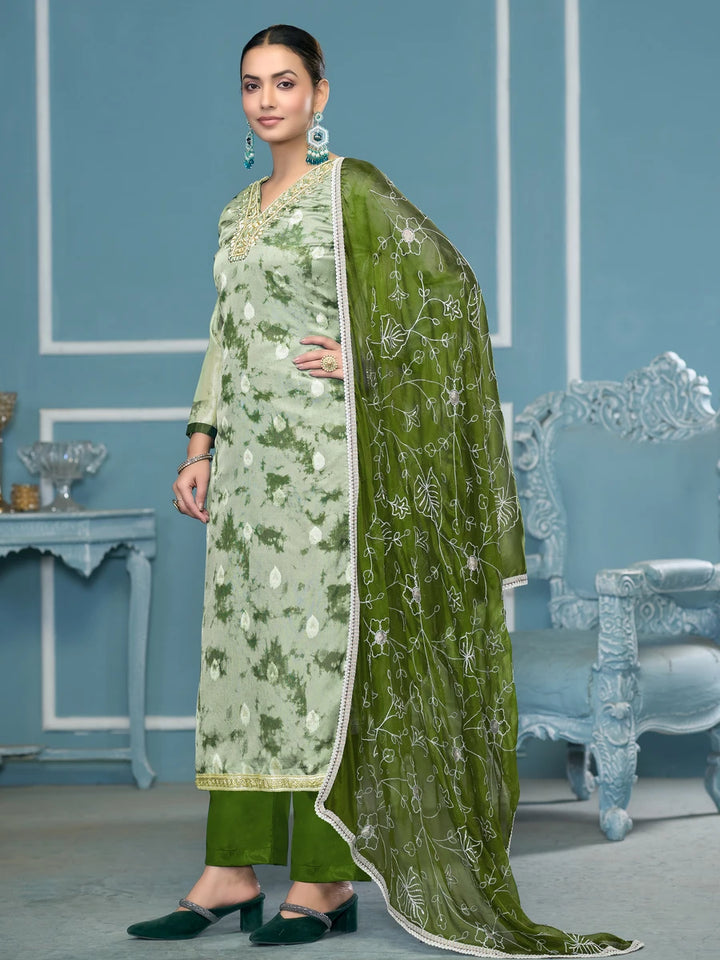 Banarasi Salwar Suit | Organza Dupatta & Dull Santoon Bottom Festive Wear