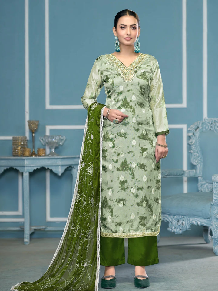 Banarasi Salwar Suit | Organza Dupatta & Dull Santoon Bottom Festive Wear