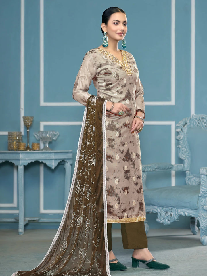 Banarasi Salwar Suit | Organza Dupatta & Dull Santoon Bottom Festive Wear