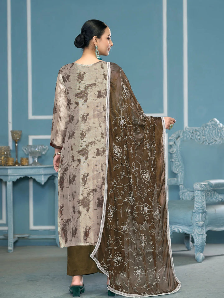 Banarasi Salwar Suit | Organza Dupatta & Dull Santoon Bottom Festive Wear