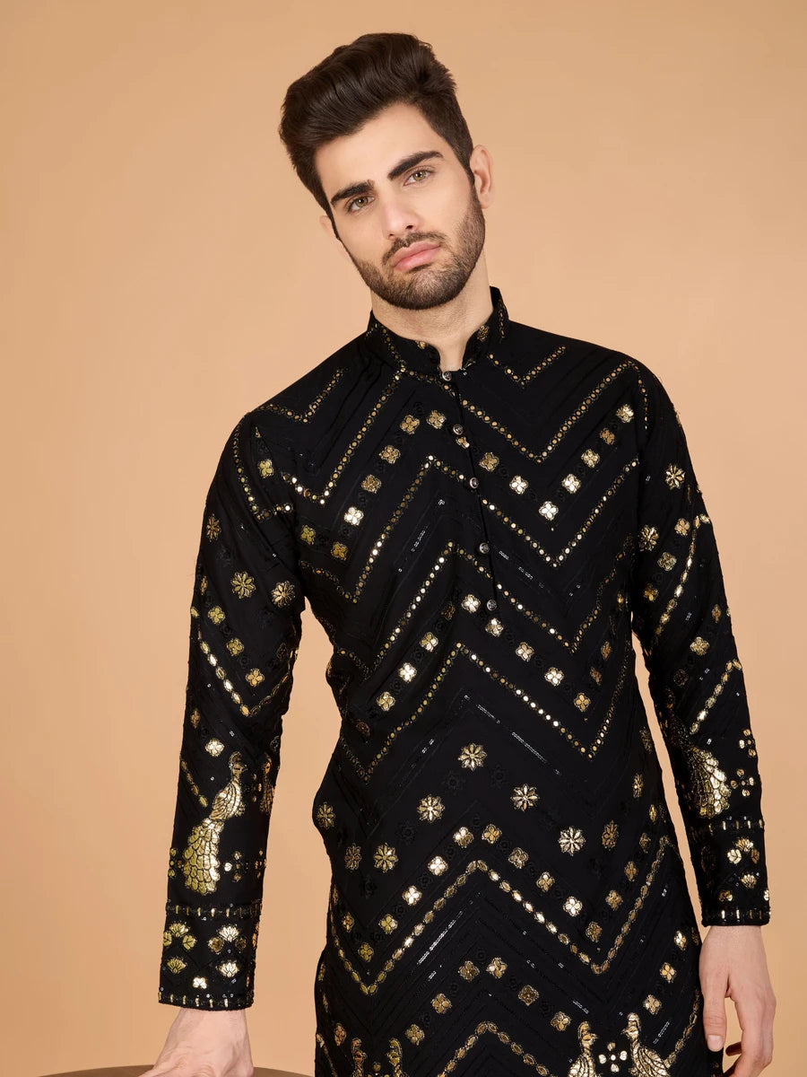 Luxurious Festive Wear Rayon Kurta | Designer Thread & Sequin Embroidery