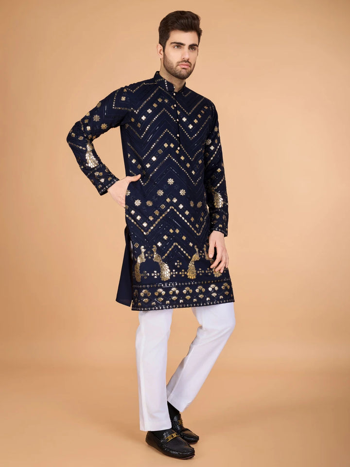 Luxurious Festive Wear Rayon Kurta | Designer Thread & Sequin Embroidery