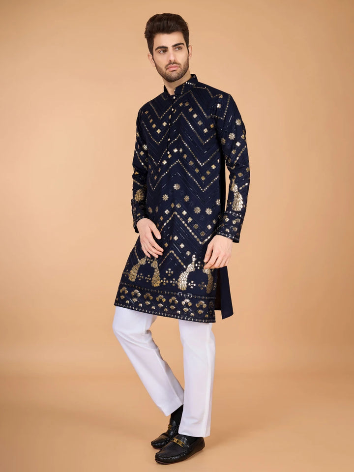 Luxurious Festive Wear Rayon Kurta | Designer Thread & Sequin Embroidery