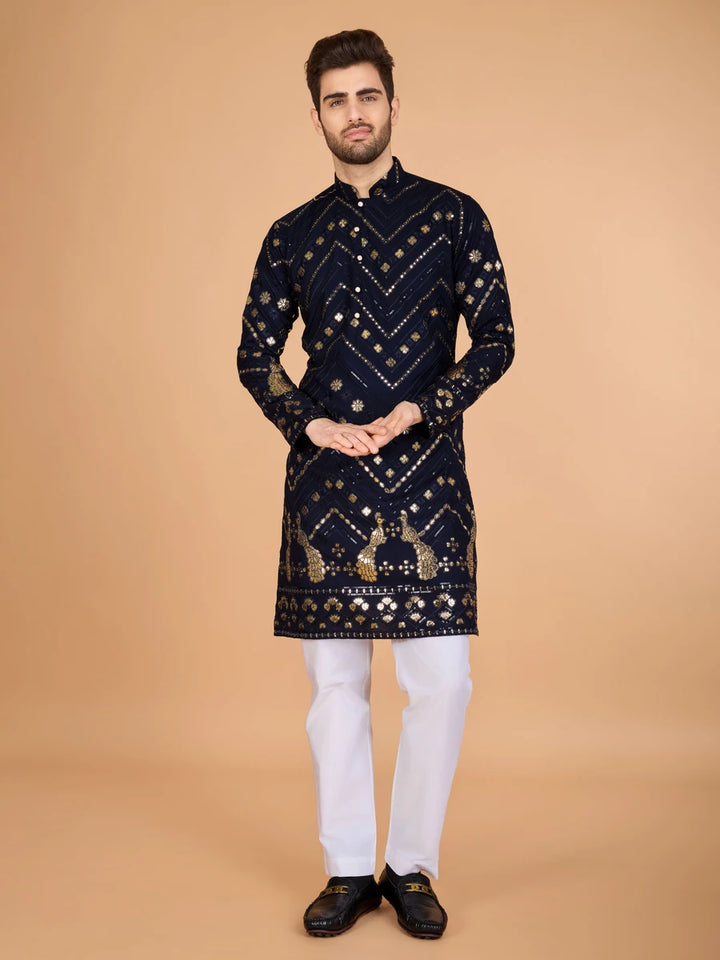Luxurious Festive Wear Rayon Kurta | Designer Thread & Sequin Embroidery