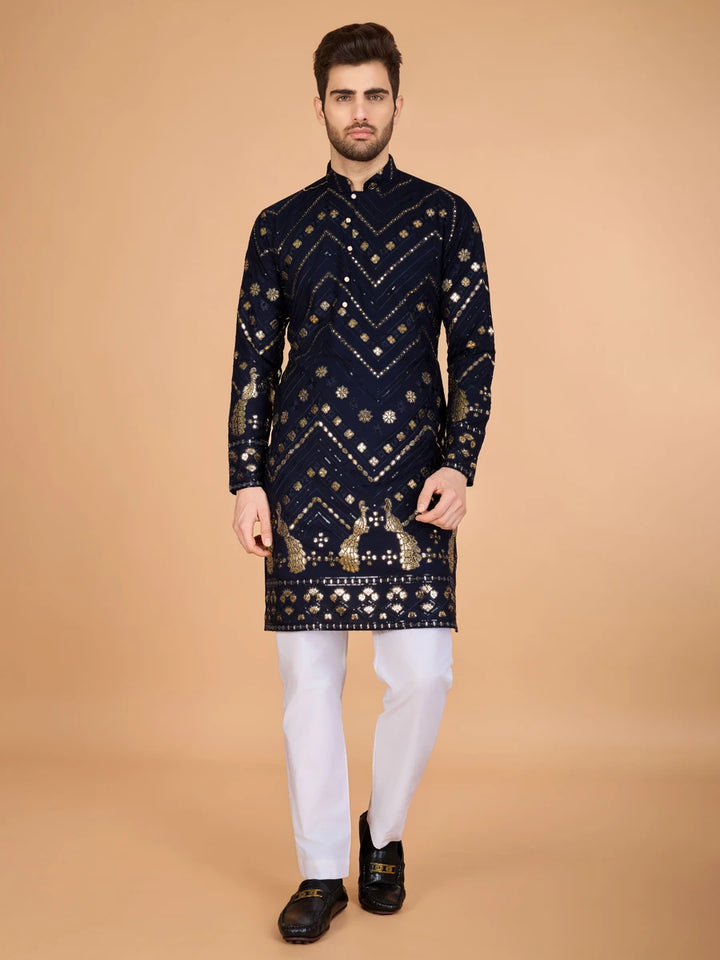 Luxurious Festive Wear Rayon Kurta | Designer Thread & Sequin Embroidery