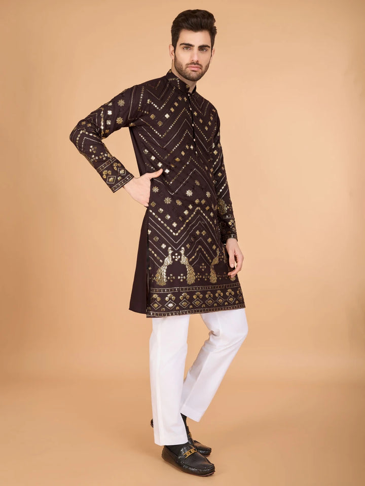Luxurious Festive Wear Rayon Kurta | Designer Thread & Sequin Embroidery