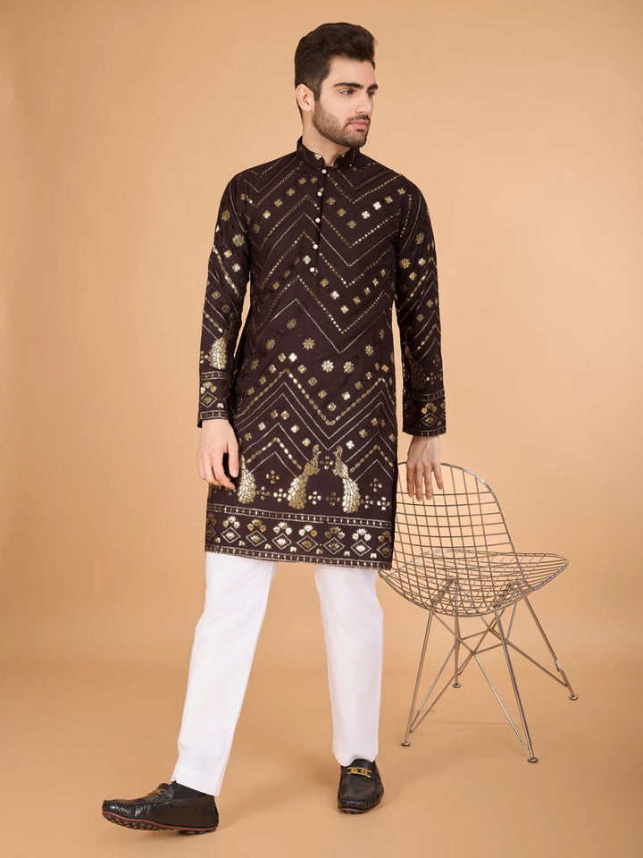 Luxurious Festive Wear Rayon Kurta | Designer Thread & Sequin Embroidery