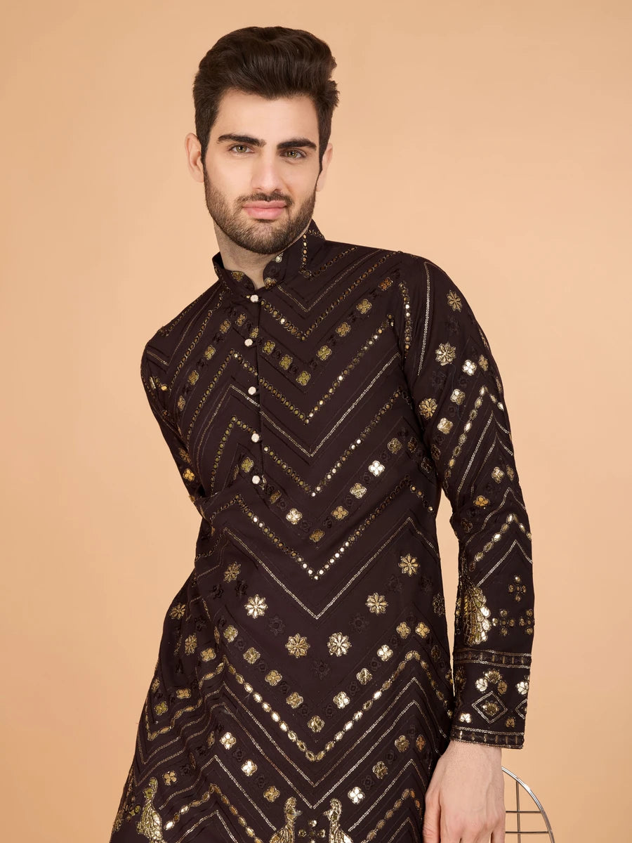 Luxurious Festive Wear Rayon Kurta | Designer Thread & Sequin Embroidery