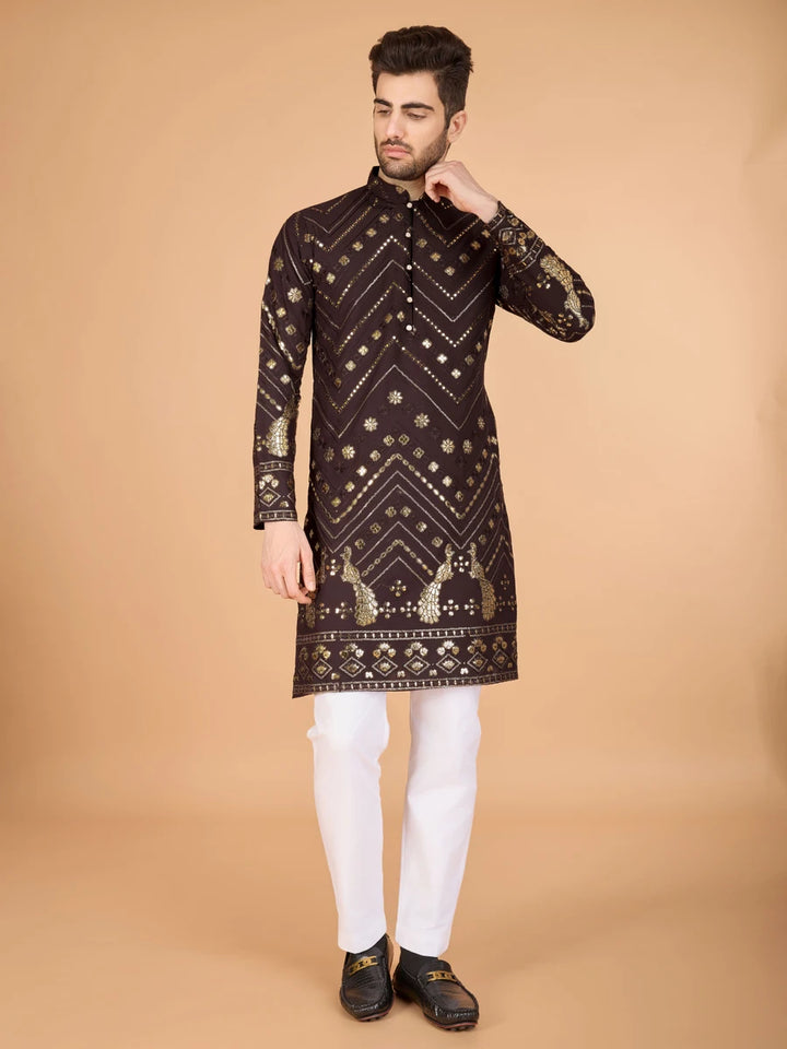 Luxurious Festive Wear Rayon Kurta | Designer Thread & Sequin Embroidery