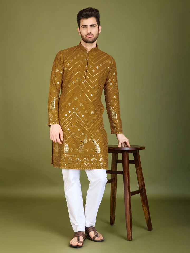 Luxurious Festive Wear Rayon Kurta | Designer Thread & Sequin Embroidery