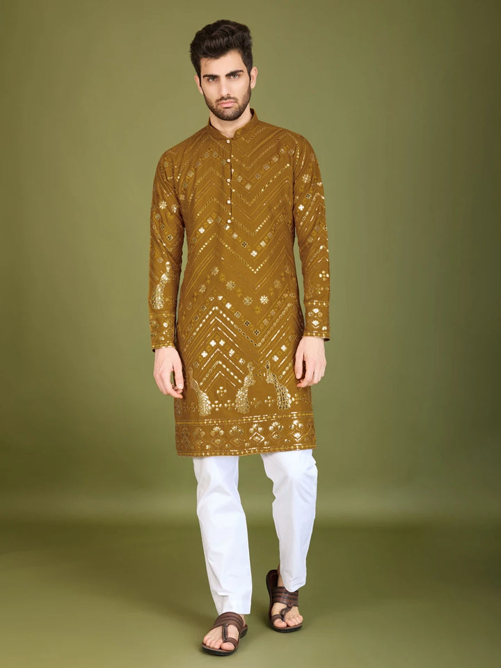 Luxurious Festive Wear Rayon Kurta | Designer Thread & Sequin Embroidery