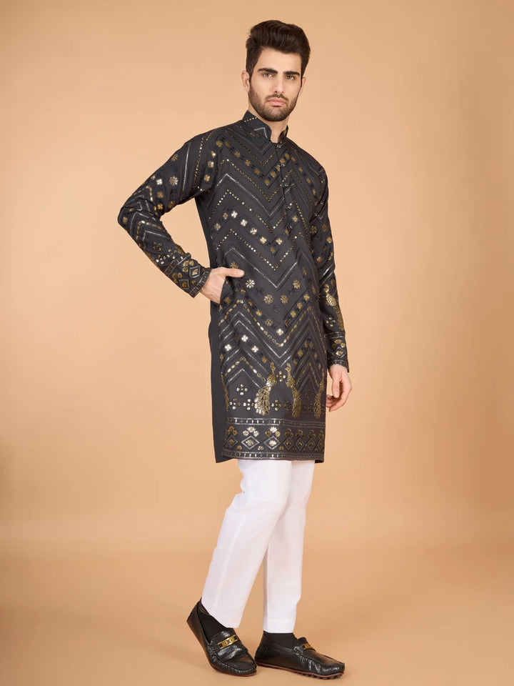Luxurious Festive Wear Rayon Kurta | Designer Thread & Sequin Embroidery