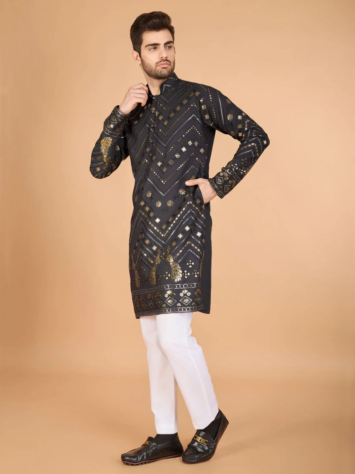 Luxurious Festive Wear Rayon Kurta | Designer Thread & Sequin Embroidery
