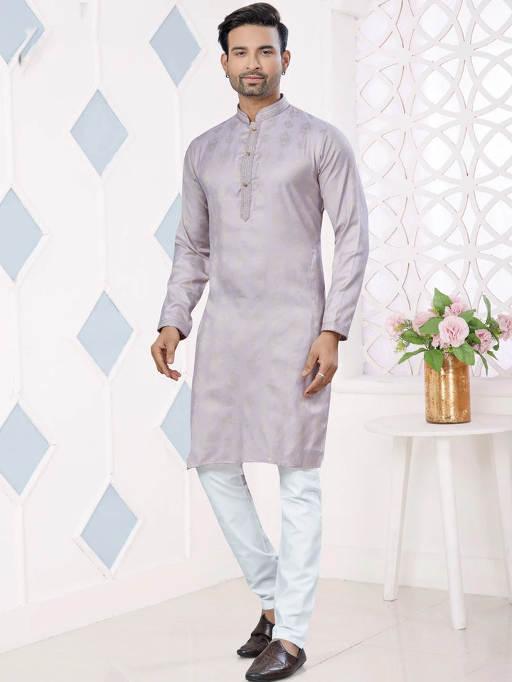 Luxurious Jacquard Silk Kurta Pajama | Lavender Shade | Premium Festive Outfit